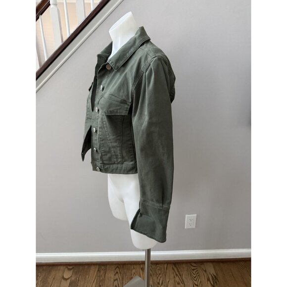 Veronica Beard Denim Army Green Pouf-Sleeve Jacket XS - Picture 3 of 4
